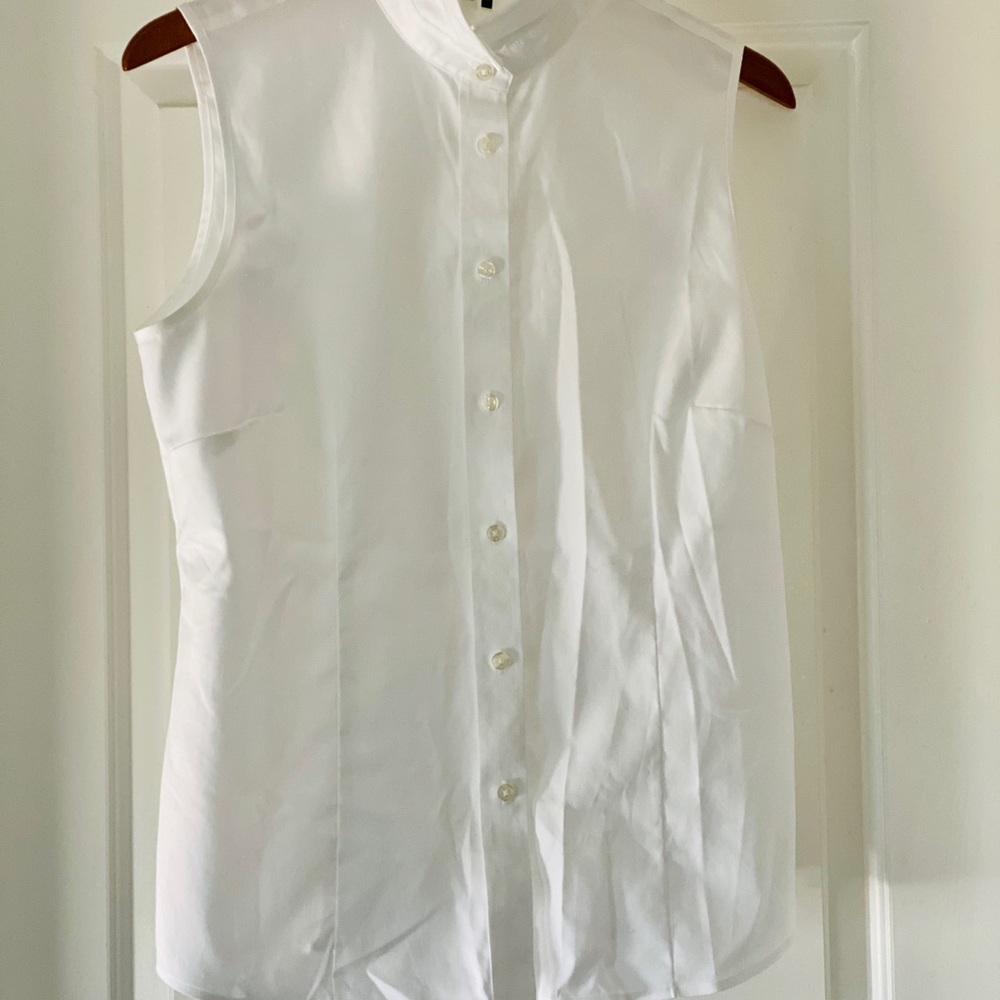 Kasper Separates White Cotton Sleeveless Shirt - Picture 7 of 7
